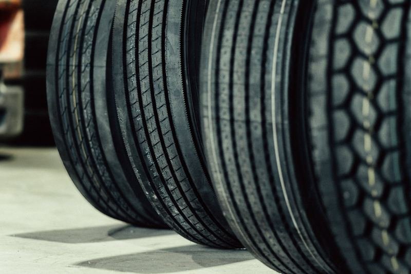 Rows of new commercial truck tires